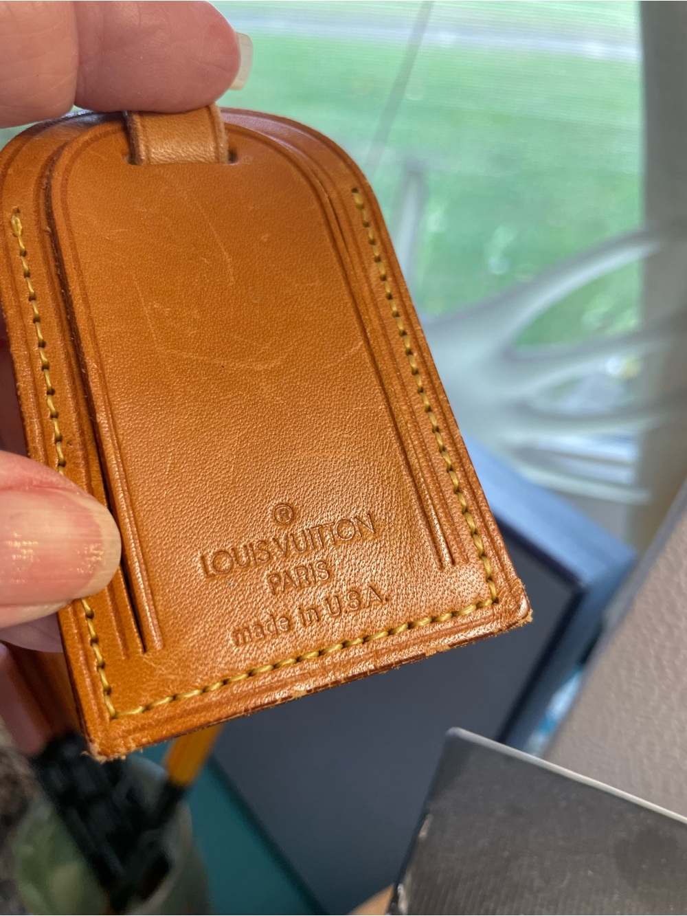 Louis Vuitton  Tan Leather Luggage Tag    Authentic  Box not included - Picture 3 of 9